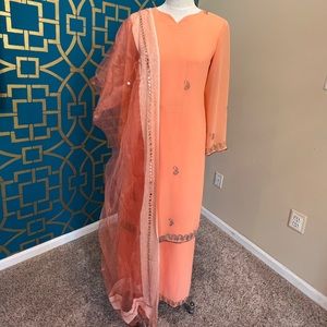 Peach palazzo suit